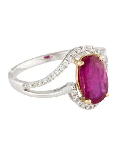 Pre-owned Ring 14k 1.71ct Ruby & Diamond Cocktail  In Multi