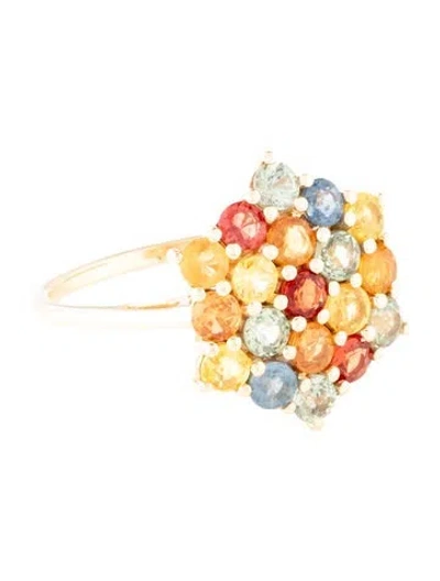 Pre-owned Ring 14k 1.71ctw Sapphire Cocktail  In Multicolor