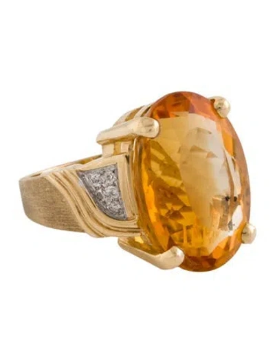 Pre-owned Ring 14k 17.27ct Citrine & Diamond  In Multi