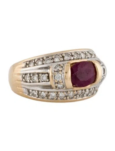 Pre-owned Ring 14k 1.72ctw Ruby & Diamond Band  In Multi