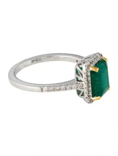 Pre-owned Ring 14k 1.74ct Emerald & Diamond Cocktail  In Multi