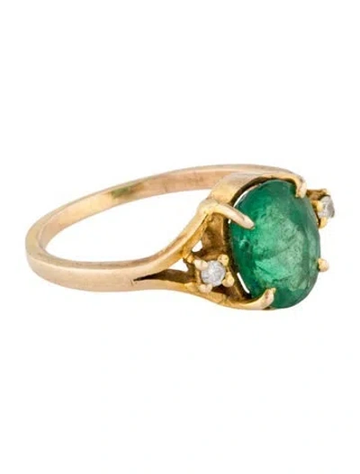 Pre-owned Ring 14k 1.75ct Emerald & Diamond Cocktail  In Multi