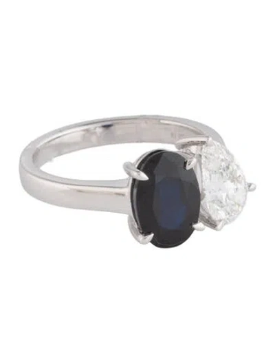 Pre-owned Ring 14k 1.75ct Sapphire & Lab-grown Diamond Toi Et Moi Cocktail  In Multicolor