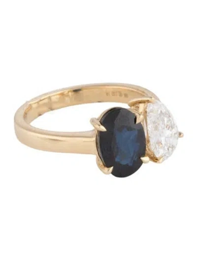 Pre-owned Ring 14k 1.75ct Sapphire & Lab-grown Diamond Toi Et Moi Cocktail  In Multicolor