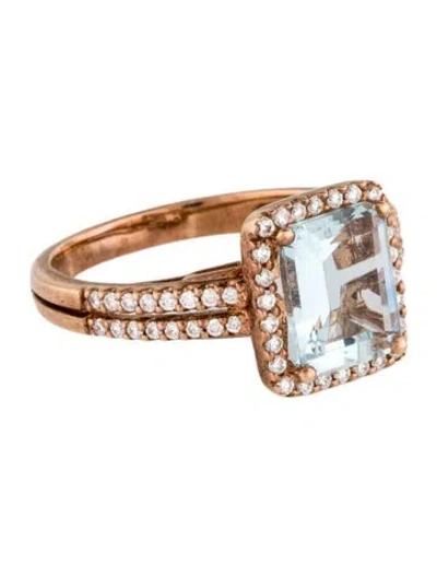 Pre-owned Ring 14k 1.78ct Aquamarine & Diamond Cocktail  In Multi