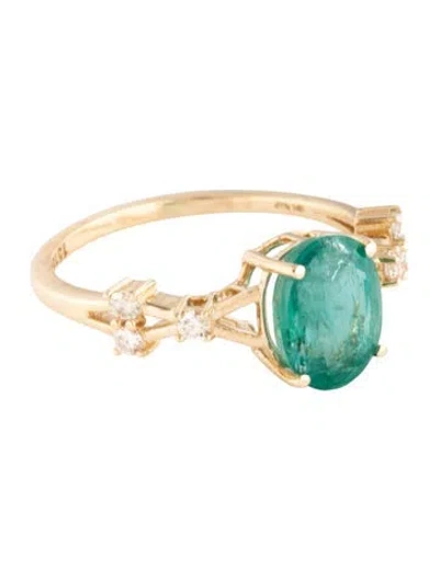 Pre-owned Ring 14k 1.80ct Emerald & Diamond Cocktail  In Multicolor
