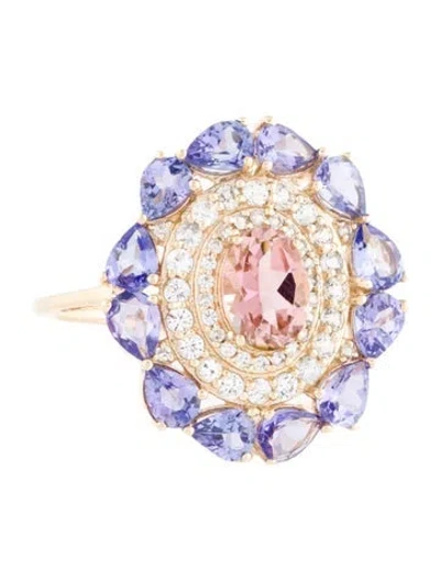 Pre-owned Ring 14k 1.80ctw Tanzanite, Sapphire & Tourmaline Cocktail  In Multi
