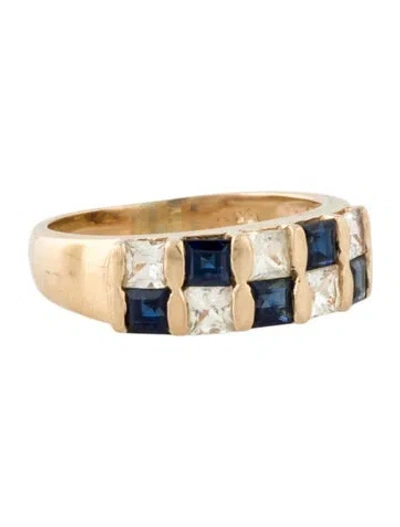 Pre-owned Ring 14k 1.81ctw Sapphire Two Row Band In Multi