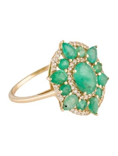 Pre-owned Ring 14k 1.82ctw Emerald & Sapphire Cocktail  In Multi