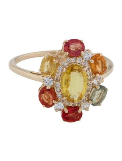 Pre-owned Ring 14k 1.82ctw Sapphire Cocktail  In Multi