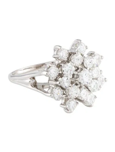Pre-owned Ring 14k 1.85ctw Diamond Flower  In Multi