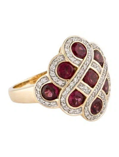 Pre-owned Ring 14k 1.85ctw Garnet & Diamond Cocktail  In Multi