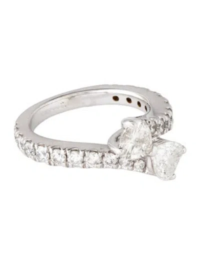 Pre-owned Ring 14k 1.86ctw Diamond Double Hearts Bypass  In Multicolor