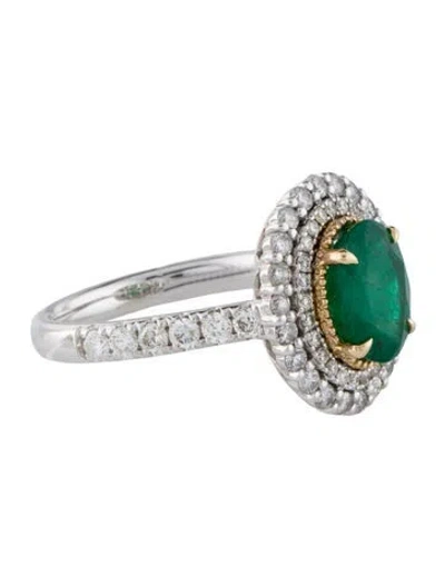 Pre-owned Ring 14k 1.90ct Emerald & Diamond Cocktail  In Multi
