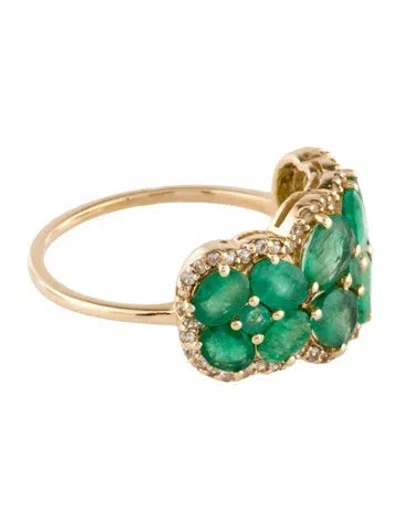 Pre-owned Ring 14k 1.90ctw Emerald & Sapphire Cocktail  In Multi