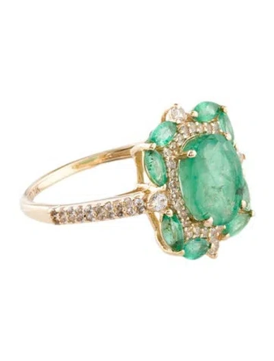 Pre-owned Ring 14k 1.90ctw Emerald & Sapphire Cocktail  In Multi