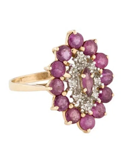 Pre-owned Ring 14k 1.92ctw Ruby & Diamond Cocktail  In Multi