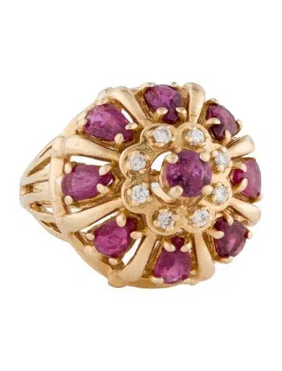 Pre-owned Ring 14k 1.92ctw Ruby & Diamond Cocktail  In Multi