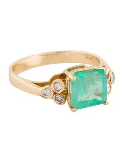 Pre-owned Ring 14k 1.95ct Emerald & Diamond Cocktail  In Multi