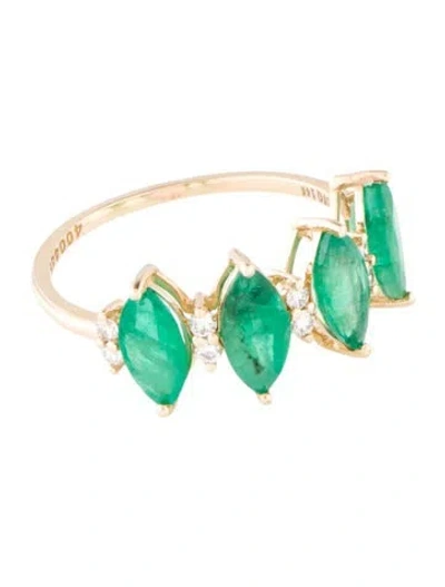 Pre-owned Ring 14k 1.96ct Emerald & Diamond Cocktail  In Multicolor