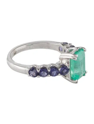Pre-owned Ring 14k 1.98ctw Emerald & Iolite Cocktail  In Multi