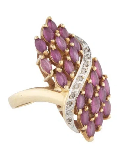 Pre-owned Ring 14k 1.98ctw Sapphire & Diamond Cocktail  In Multi