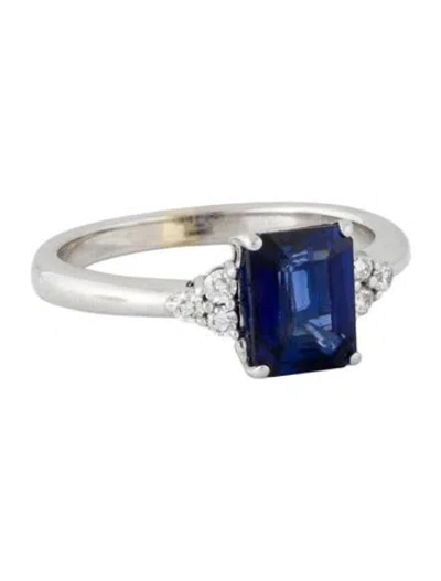 Pre-owned Ring 14k 2.00ct Synthetic Sapphire & Diamond Cocktail  In Multicolor