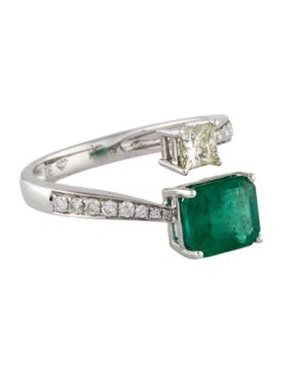 Pre-owned Ring 14k 2.01ct Emerald & Diamond Cocktail  In Multi