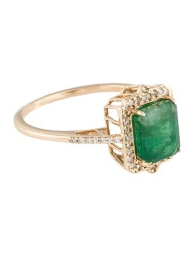 Pre-owned Ring 14k 2.01ct Emerald & Diamond Cocktail  In Multi
