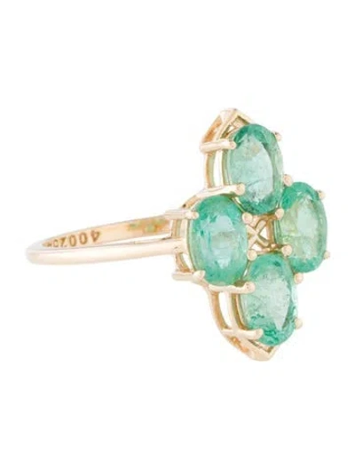 Pre-owned Ring 14k 2.01ctw Emerald Cocktail  In Multicolor