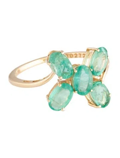 Pre-owned Ring 14k 2.03ct Emerald Cocktail  In Multicolor