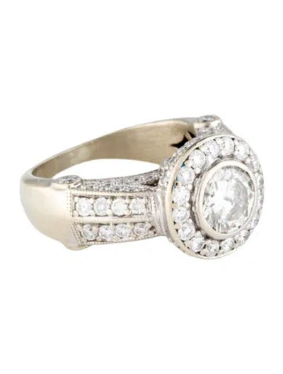 Pre-owned Ring 14k 2.03ctw Diamond Halo Engagement  In Multi