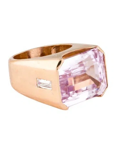 Pre-owned Ring 14k 20.56ctw Kunzite & Diamond Cocktail  In Multi