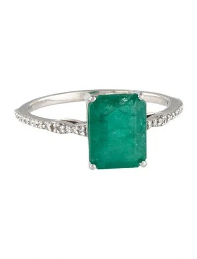 Pre-owned Ring 14k 2.06ct Emerald & Diamond Cocktail  In Multicolor