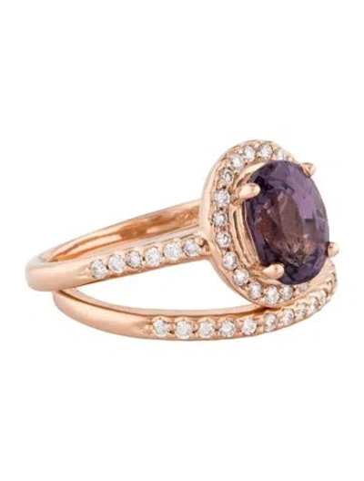 Pre-owned Ring 14k 2.07ct Spinel & Diamond Wedding Band Set In Multicolor