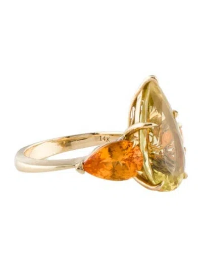 Pre-owned Ring 14k 2.07ctw Heliodor & Spessartine Garnet Cocktail  In Multi