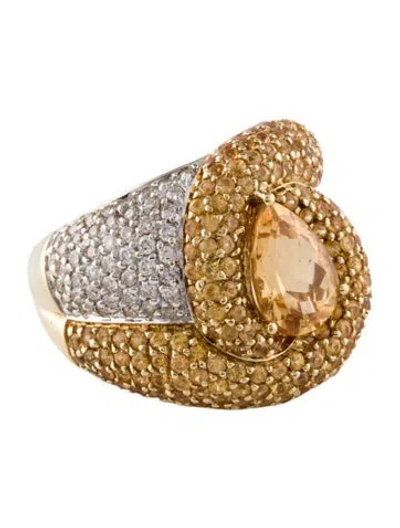 Pre-owned Ring 14k 2.10ct Topaz, Diamond & Sapphire  In Multi