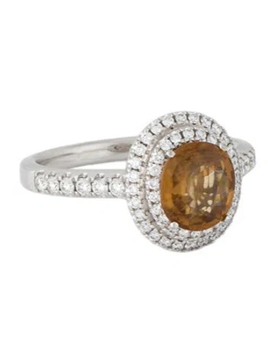 Pre-owned Ring 14k 2.10ct Zircon & Diamond Cocktail  In Multi