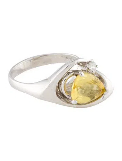 Pre-owned Ring 14k 2.11ct Heliodor & Diamond Cocktail  In Multi