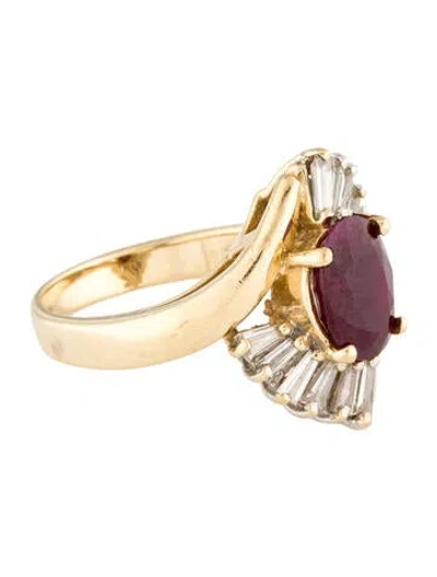 Pre-owned Ring 14k 2.11ct Ruby & Diamond Cocktail  In Multi