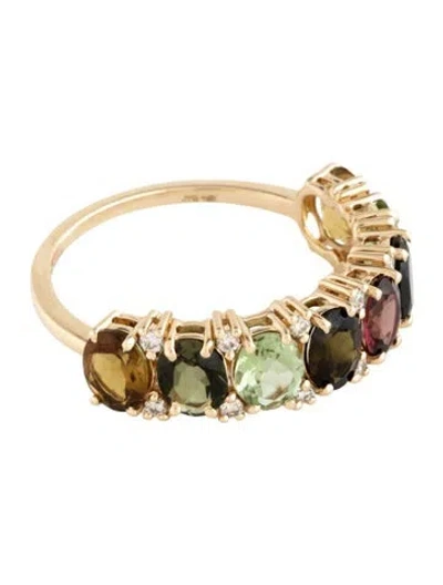Pre-owned Ring 14k 2.11ctw Tourmaline & Diamond Cocktail  In Multicolor