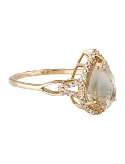 Pre-owned Ring 14k 2.12ct Feldspar & Diamond Cocktail  In Multi