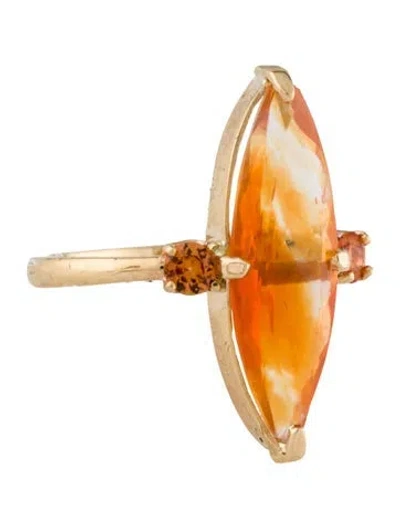 Pre-owned Ring 14k 2.12ct Fire Opal & Sapphire Cocktail  In Multi