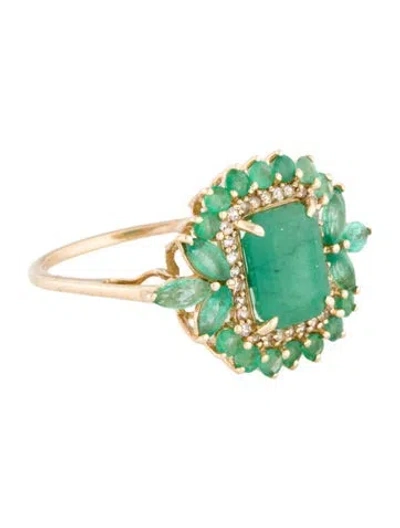 Pre-owned Ring 14k 2.14ctw Emerald & Sapphire Cocktail  In Multi