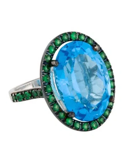 Pre-owned Ring 14k 21.51ctw Topaz & Tsavorite Garnet Cocktail  In Multi