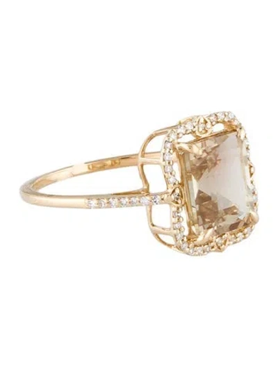 Pre-owned Ring 14k 2.18ct Felspar & Diamond Cocktail  In Multi