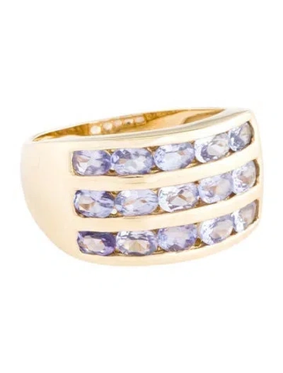 Pre-owned Ring 14k 2.18ctw Tanzanite 3-row Band In Multi