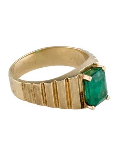 Pre-owned Ring 14k 2.20ct Emerald Cocktail  In Multi