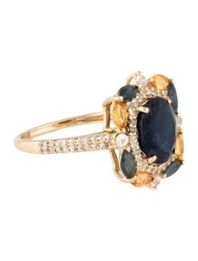 Pre-owned Ring 14k 2.20ct Sapphire Cocktail  In Multi