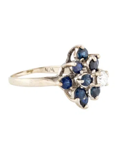 Pre-owned Ring 14k 2.22ctw Sapphire & Diamond Flower Cocktail  In Multi